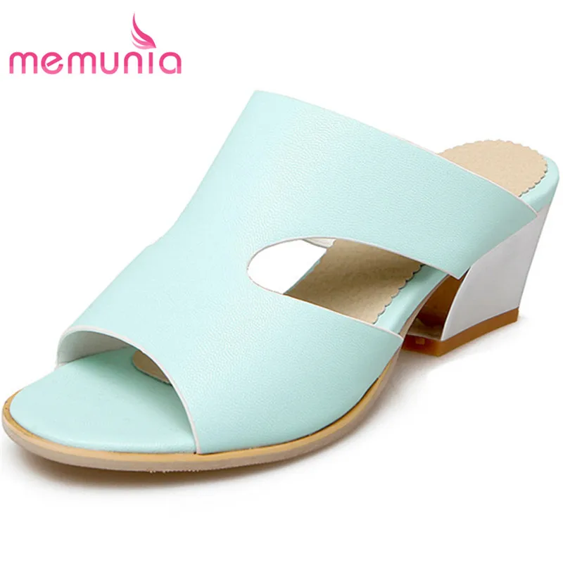 

MEMUNIA Hot sale women shoes in summer sandals high heels shoes fashion contracted PU solid comfortable shoes big size 34-45