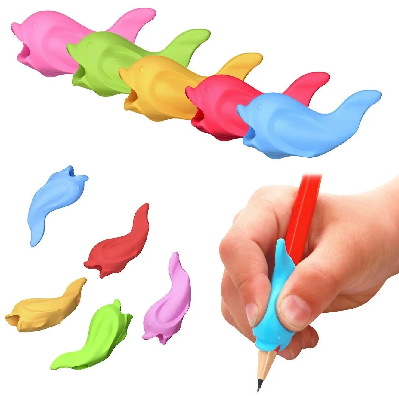 

Silicone Pencil Grips Ergonomic Writing Claw Aid, Right Handed Pen Training Grip Holder for Kids, Students and Adults