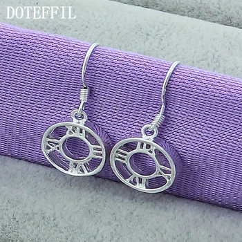 

DOTEFFIL 925 Sterling Silver Round Roman Numerals Drop Earrings For Woman Wedding Engagement Fashion Party Charm Jewelry