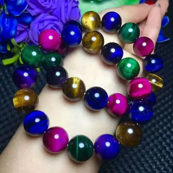 

Natural Tiger's Eye Gemstone Round Beads Bracelet AAA 14mm