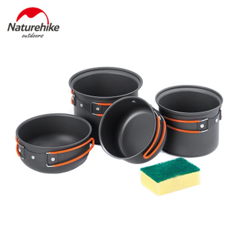 

Naturehike Outdoor Camping Cookware Portable 4 In 1 Pot Set Picnic Tableware Camping Outdoor Tableware Utensils Hiking Travel
