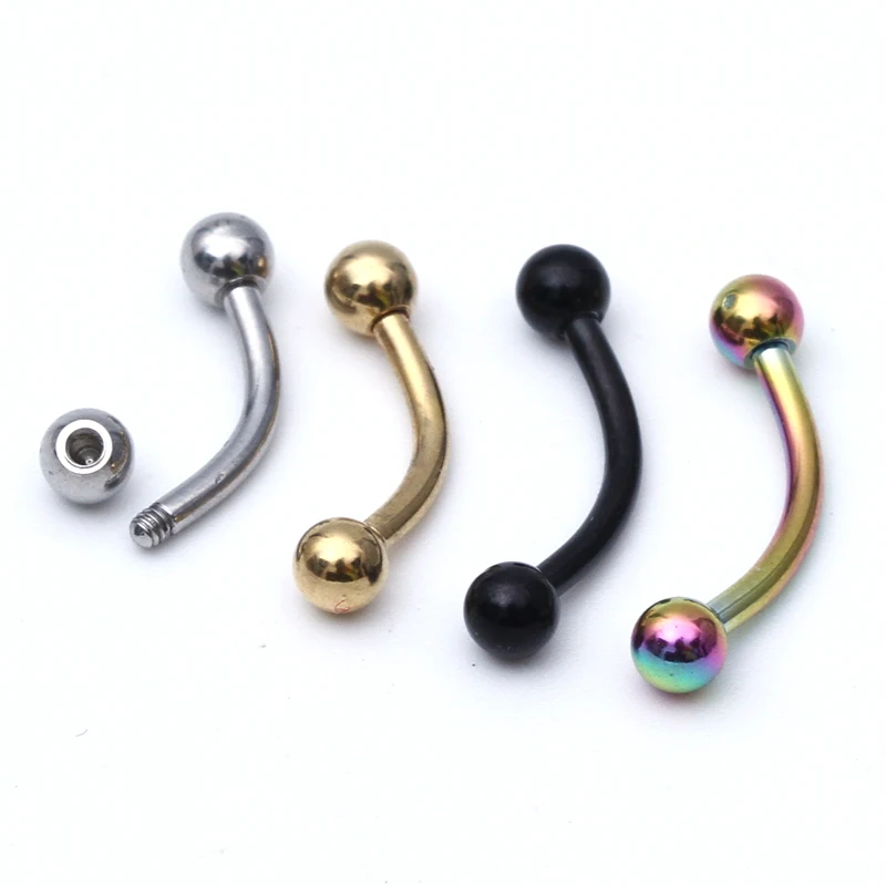 10pcs Stainless Steel Eyebrow Rings Gold Black Silver Titanium Banana