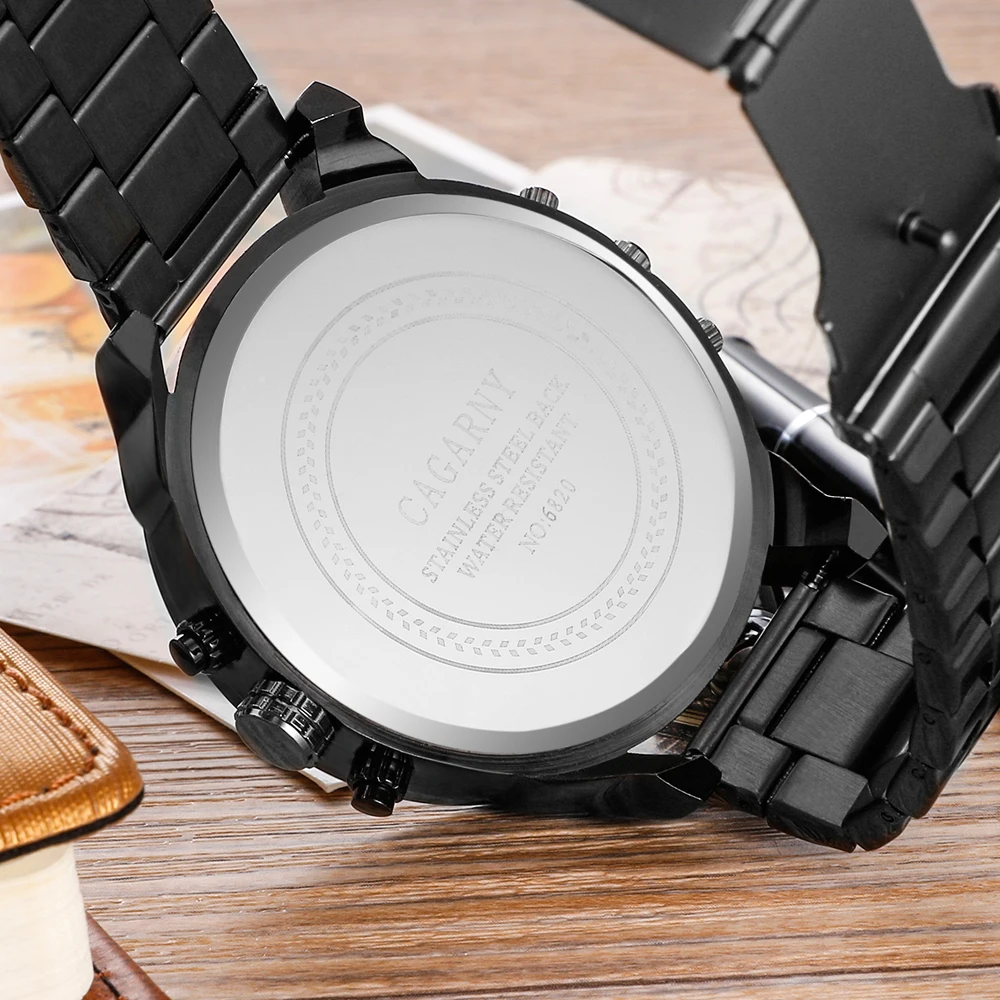 cagarny black sttainless steel Watch Mens Watches Top Brand Luxury Sport Men's Quartz Clock army Military Wrist Watch Relogio Masculino Saat drop shipping (3)