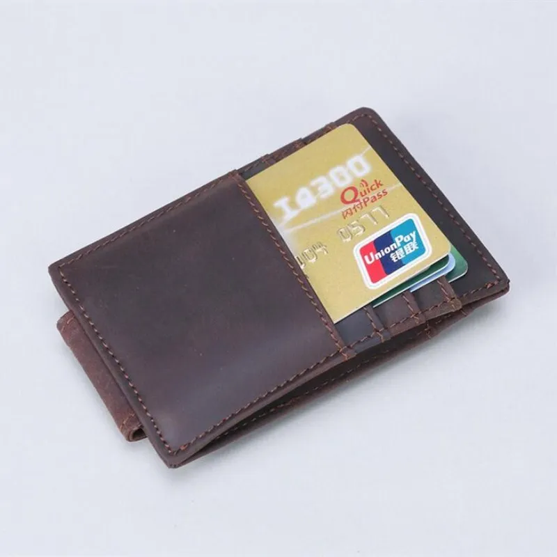 

New retro crazy horse pickup bag leather men's bank card set leather ultra-thin multi-card traffic card holder