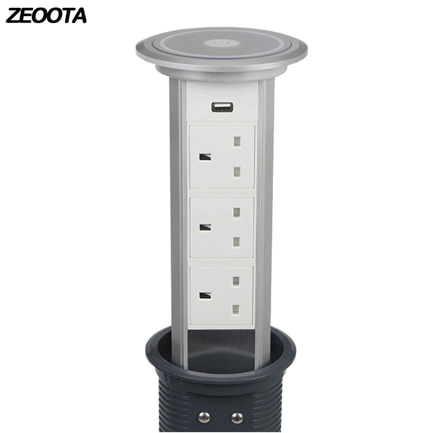 

Tabletop Socket Smart Touch Screen Power Strip Automatic Raising Pop up Schuko Eu Plug Socket USB Outlet for Kitchen Worktop