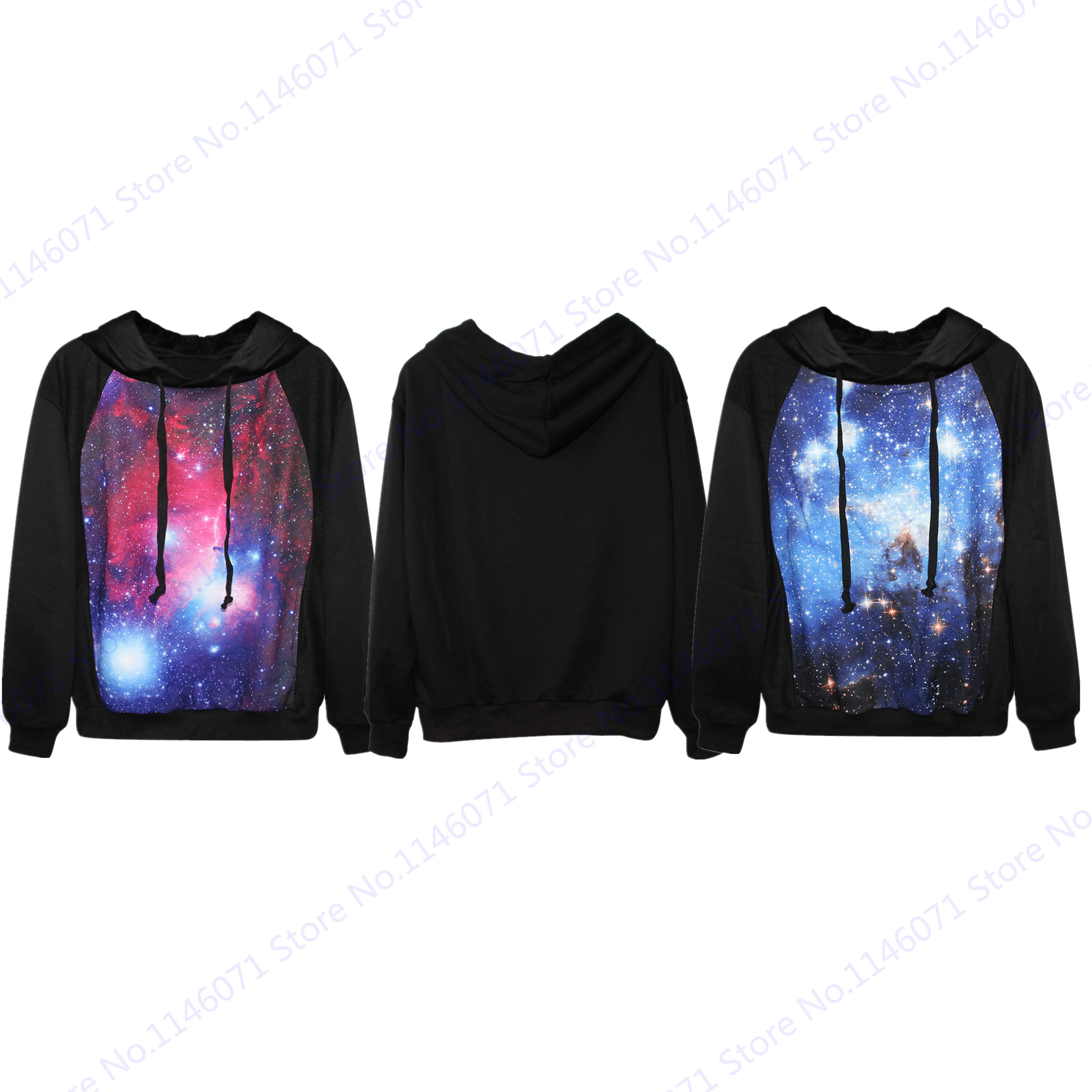3D Dream Star Purple Galaxy Hooded Sweatshirts Blue Starry Sky Skateboard Hoodies Autumn Loose