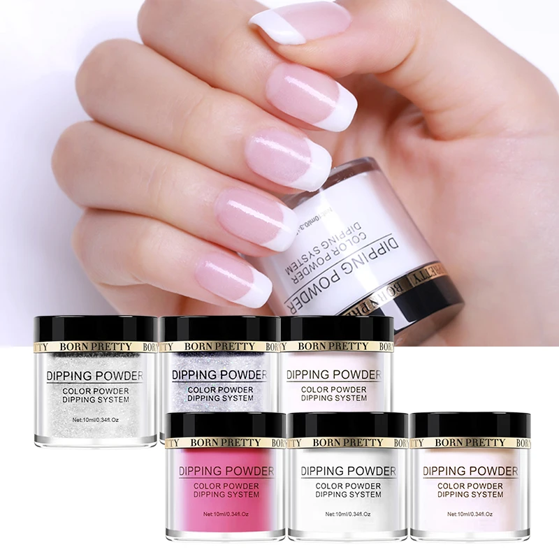

1 Box 10ml Without Lamp Cure Powder Nail Dipping Glitter Nail Art Natural Dipping Dry Long Lasting French Nail Powder Decoration