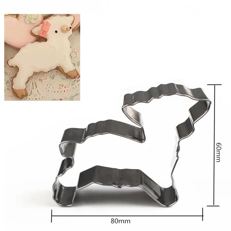 5pcs/set Stainless Steel Cookie Cutter Cartoon Sheep Shape Fondant Biscuits Tools Sugar Craft Bakery Bakeware
