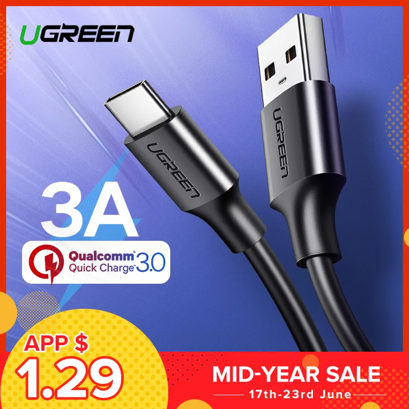 Ugreen USB Type C Кабель USB С Быстрой Зарядки Кабель для Передачи Данных Type-C USB Зарядное Устройство Кабель для NEXUS 5X, 6 P, Oneplus 2, LG для Xiaomi 4C кабель - изображение