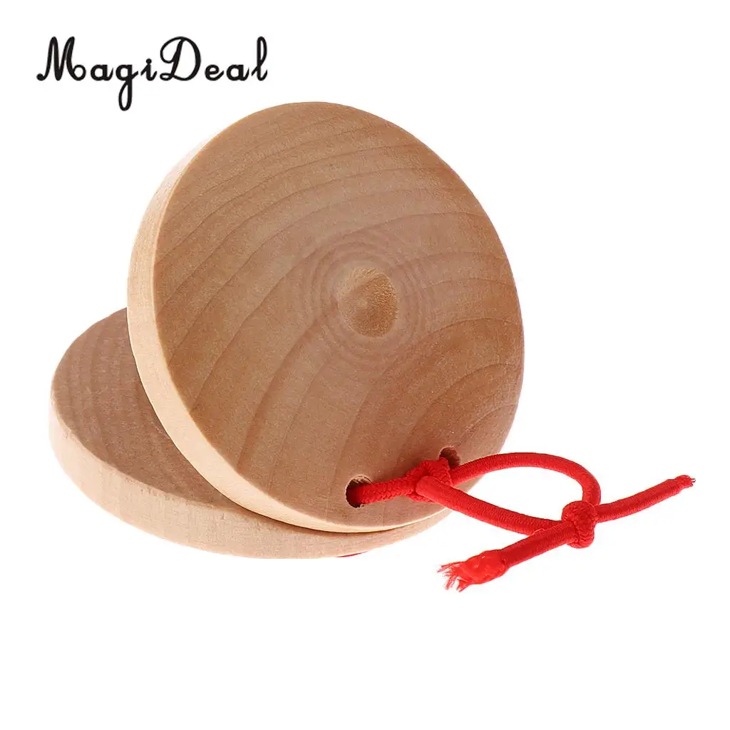 MagiDeal A Pair Wooden Castanets Wood Percussion Flamenco Musical Instrument for Parent-Child Communication Interactive Toys