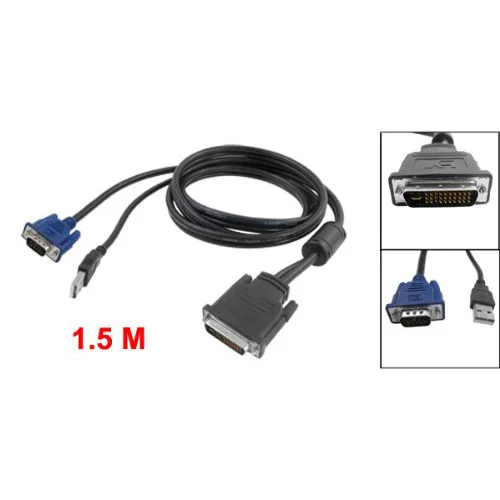 

PROMOTION! Laptop DVI 30+5 Pin to VGA 15 Pin and USB Adapter Cable Monitor 1.5m Cable