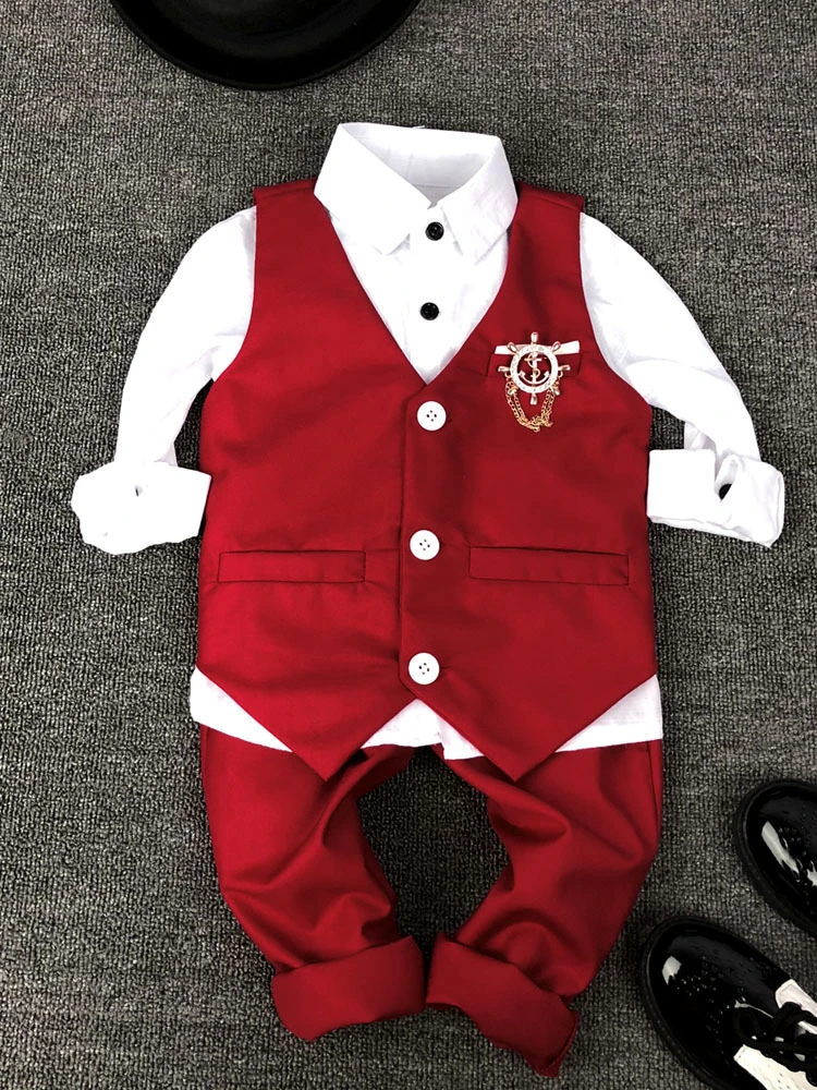 Costume Rouge Pour Bebe Garcon Chemise Gilet Pantalon Costume Pour Enfant Sur Scene Pour Animateur De Spectacle Costume Rouge De Fete Pour Garcon Taille 90 140 Aliexpress