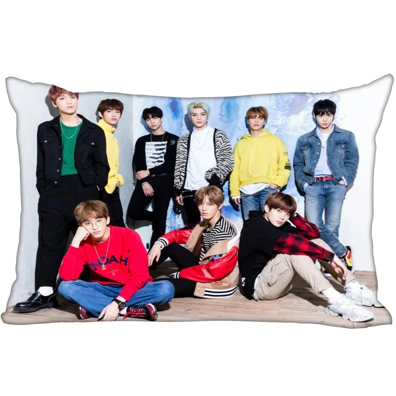 

Hot Korea-Pop Custom NCT Satin Pillowcase 35x45cm (one side) Printed Zipper Silk PillowCover Custom Logo gift