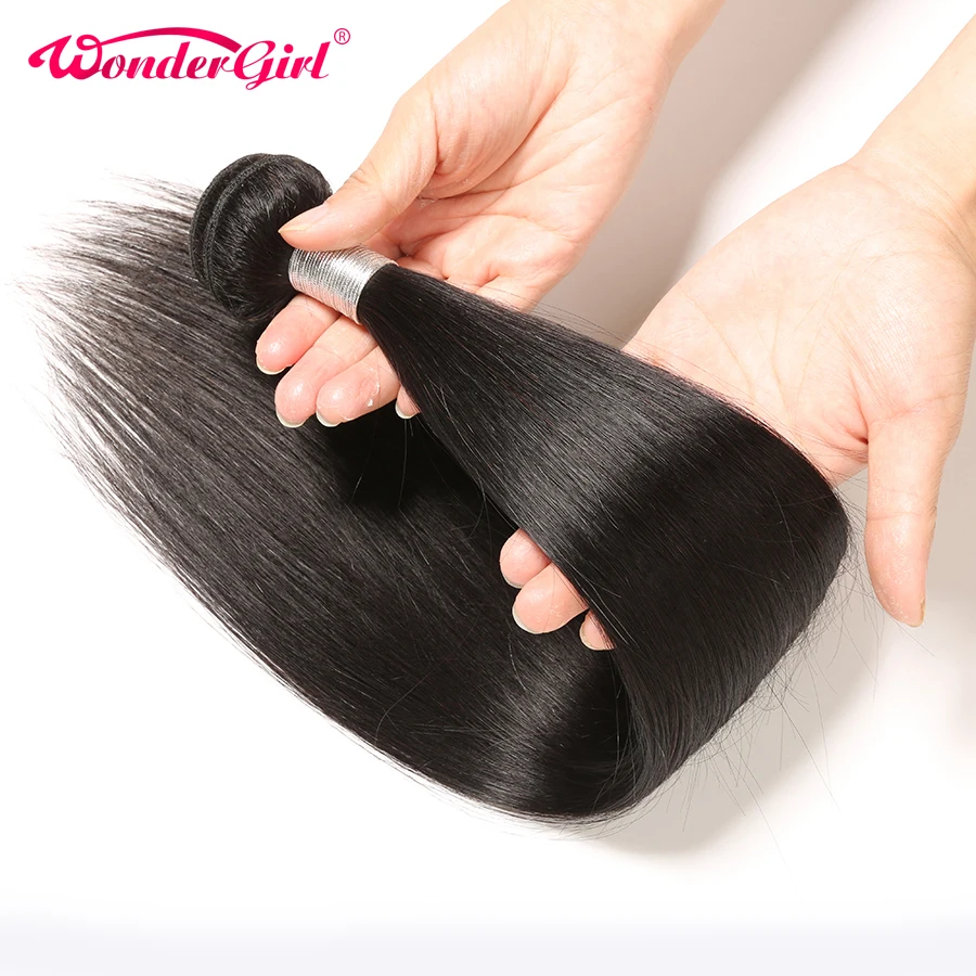 

Wonder girl Brazilian Hair Weave Bundles 100% Remy Hair Extension Brazilian Straight Human Hair Bundles Can Buy 3 or 4 Bundles