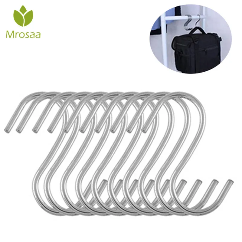 

Stainless Steel S Shape Bathroom Hooks Hanger Clasp Rack Towel Robe Hook Kitchen Rag Brush Utensils Hanger Holder