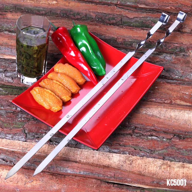 Long BBQ Roasting Needle Roast Barbecue Skewers Outdoor BBQ Shish Kabob