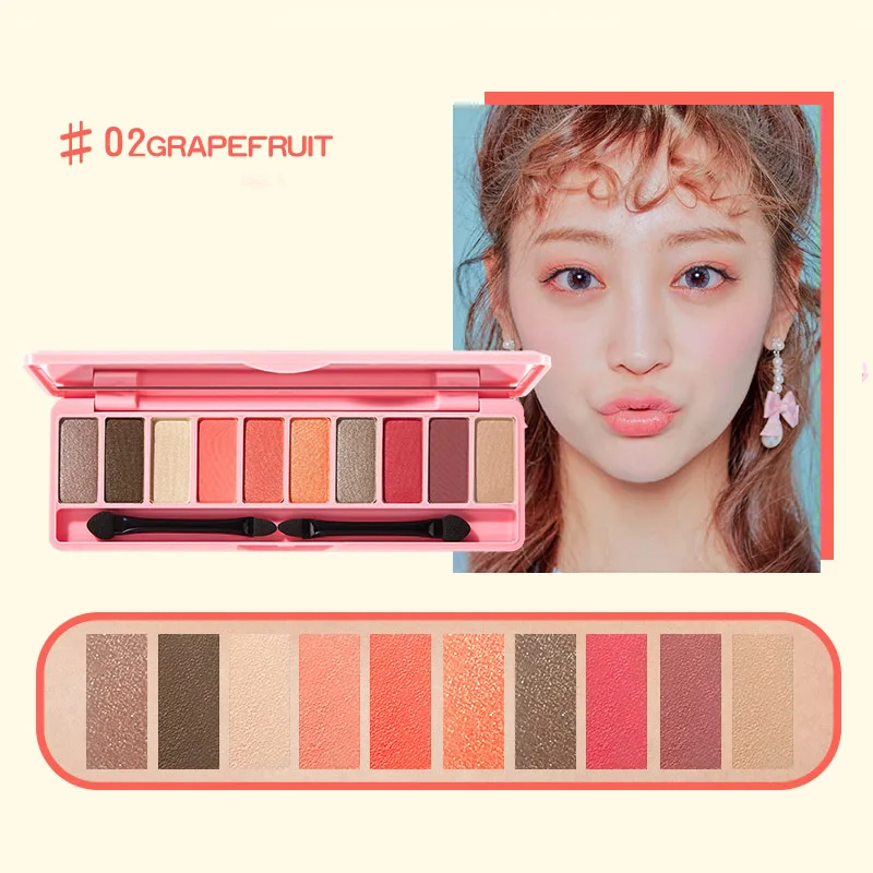 Умная кошка бренд мультфильм десять цветов глаз диск для теней Make-up Maiden серия Русалка персиковый цвет макияж тени для век длительная вода - Цвет: 02