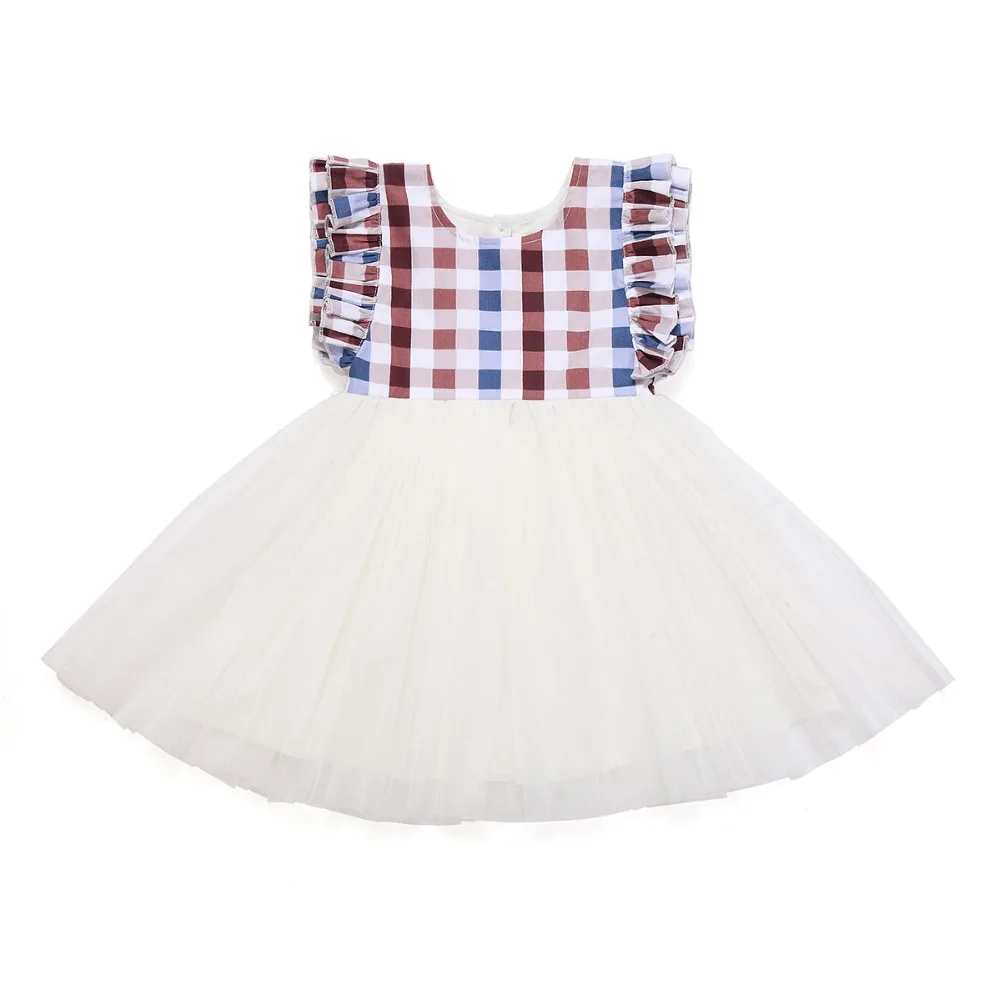

Flofallzique Baby Girl Dress 2018 Summer Style Plaid Ruffles with Lace Toddler Party Princess Kid dresses for Girls Clothes
