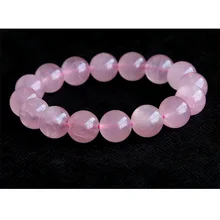 Высокое качество из натуральной розы кварц розовый кристалл готовой стрейч браслет Круглый Большой бусины 12 мм DIY ювелирны