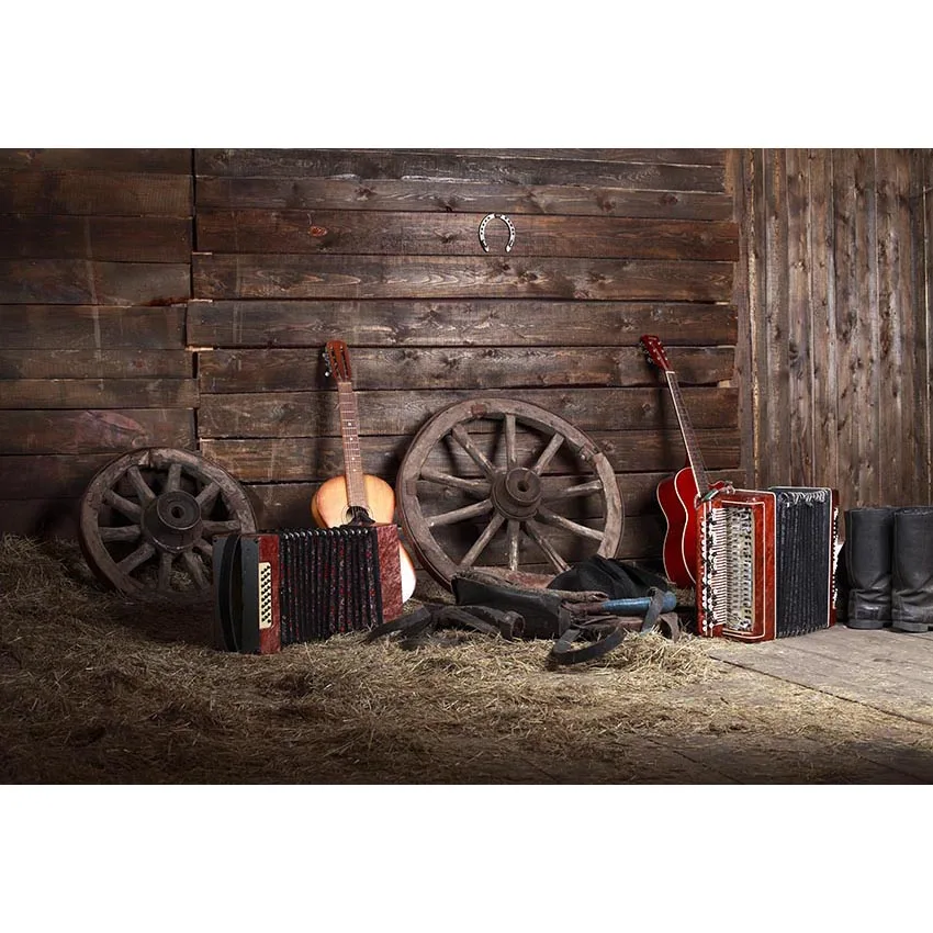 Vinyl cloth printing log cabin photo background for music