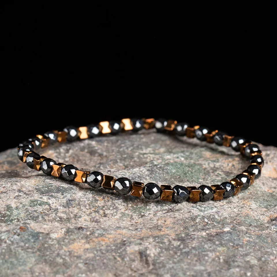 Шарм 6 мм натуральный камень черный бисер браслеты для женщин и мужчин Мода Лаки простые браслеты Лавы камень гематит обсидиан