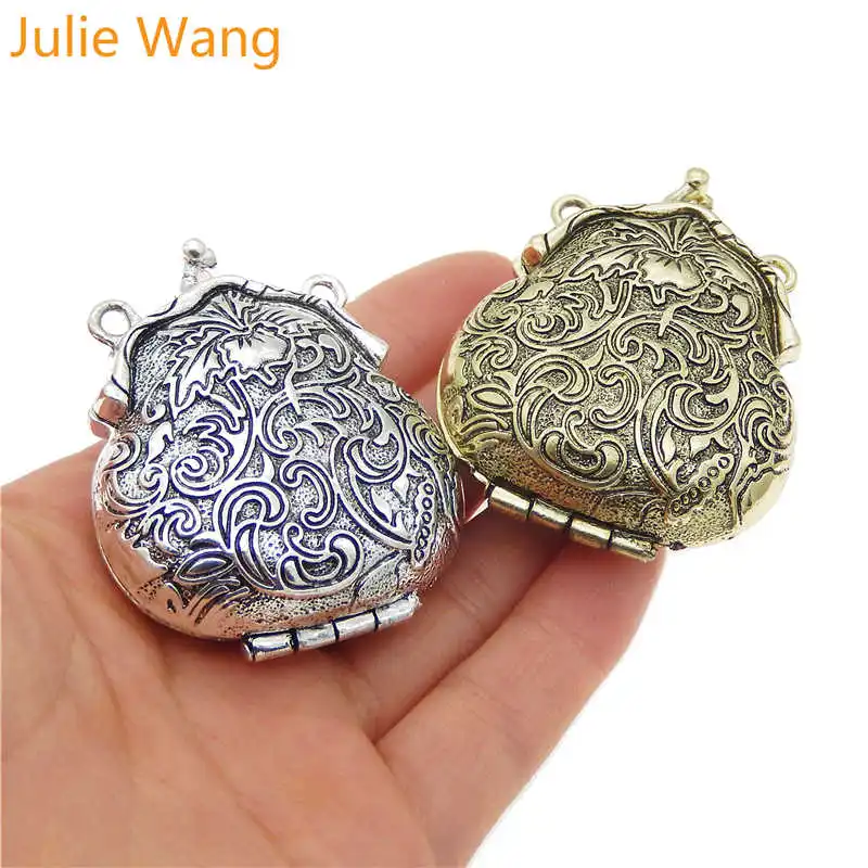 Julie Wang 2 шт. античное серебро/бронза лягушка форма очарование медальона памяти Fit кулон эфирное масло ювелирные изделия с диффузором аксессуары