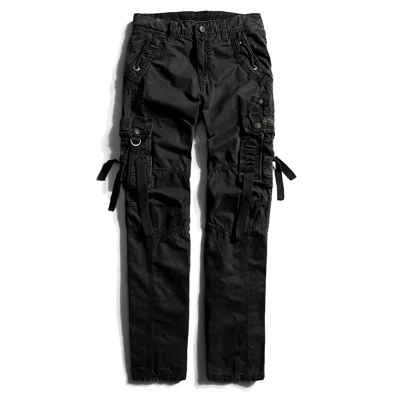 PDTXCLS Лидер продаж, модные повседневные штаны Для мужчин брюки карго хлопок Повседневное Slim Fit хлопковые мужские штаны однотонные Цвет камуфляж - Цвет: black