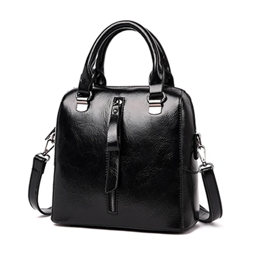 Винтажный женский рюкзак из высококачественной кожи, школьные сумки для девочек, женский рюкзак в простом стиле, вместительная сумка на плечо для отдыха - Цвет: Black