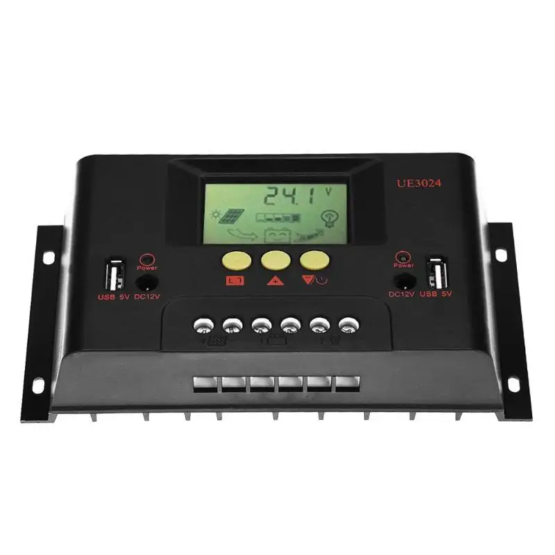 

PWM 30A Auto 12V 24V LCD Dual USB Solar Panel Charge Discharge Regulator