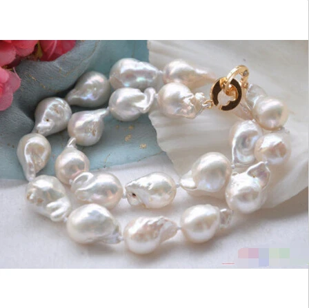 

P4266 Lustre 17" 20mm WHITE DRIP BAROQUE KESHI REBORN PEARL NECKLACE ^^^@^Noble style Natural Fine jewe FREE SHIPPING