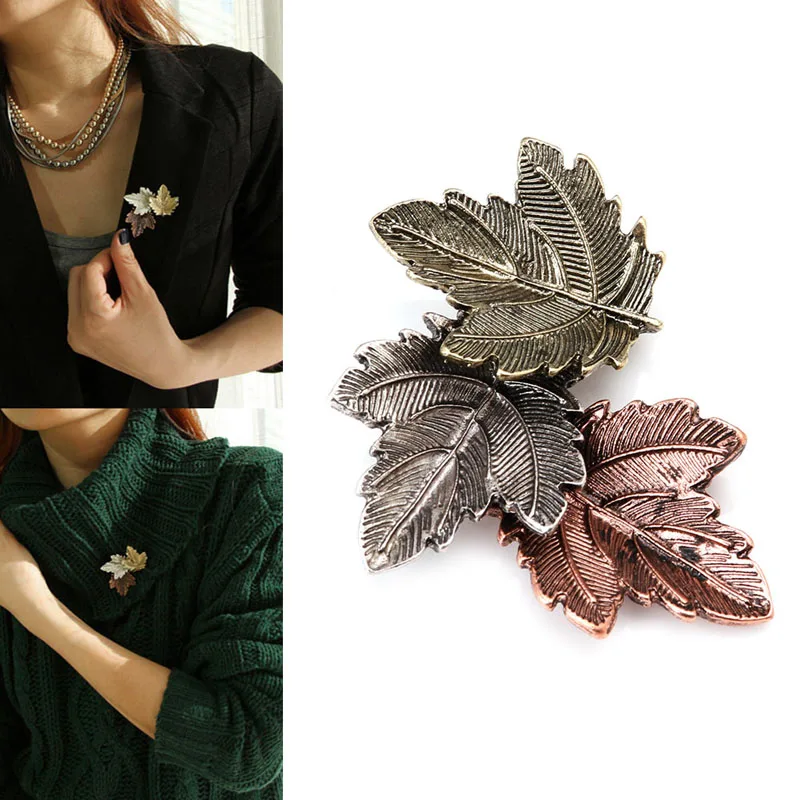 1pcs Women Fashion Jewelry Vintage Brooch Maple Leaf Brooches Pinsin