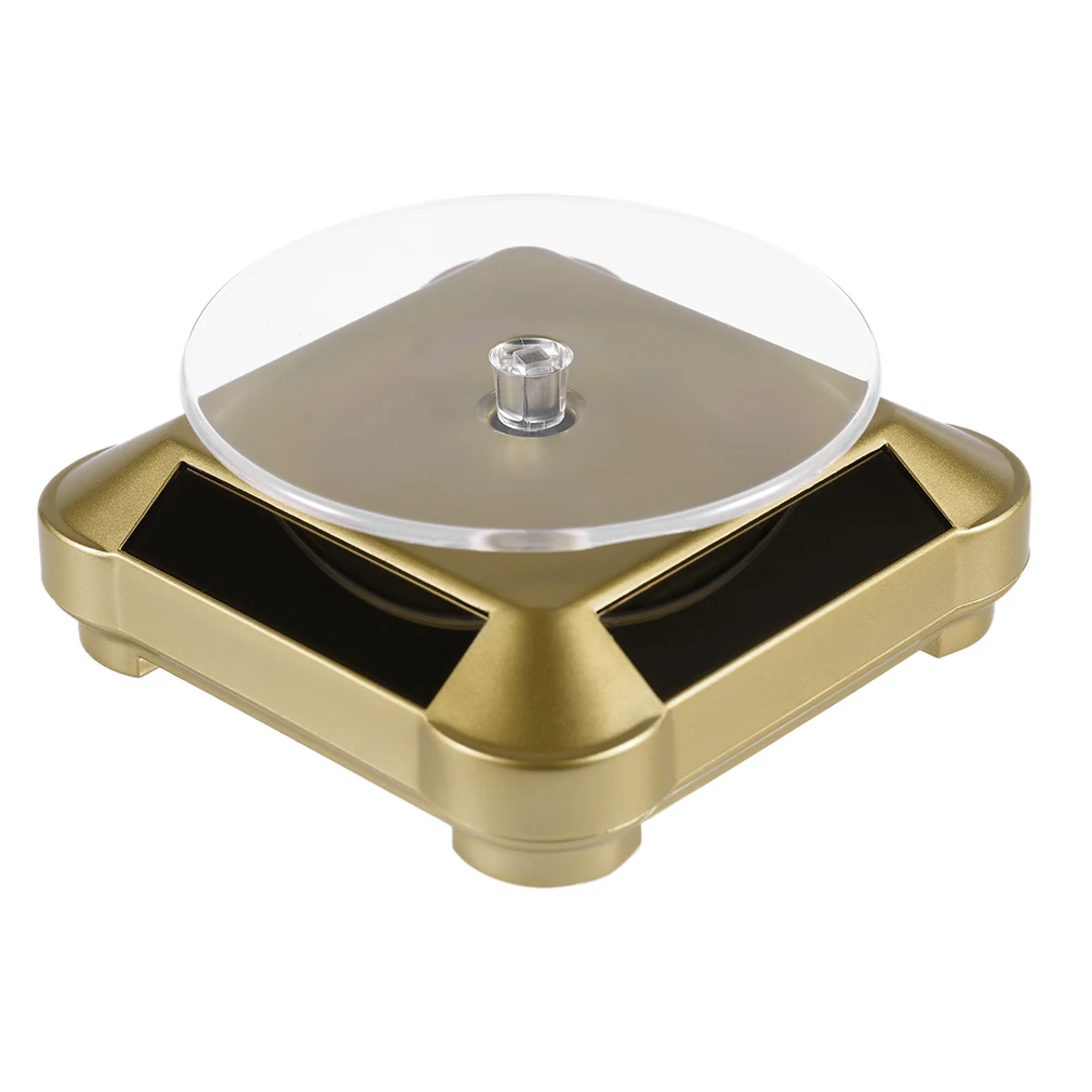 110*110*50 мм Солнечная Витрина автоматический вращающийся стенд 360 поворотный стол для ожерелья Браслет Часы Дисплей для дропшиппинг - Цвет: Golden