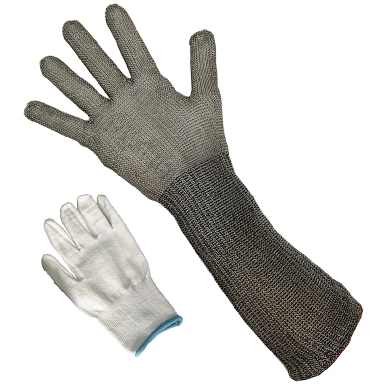 Stainless Steel Wire Braided Gloves Cut-Proof Protection Mesh Work Men'S Long Section |