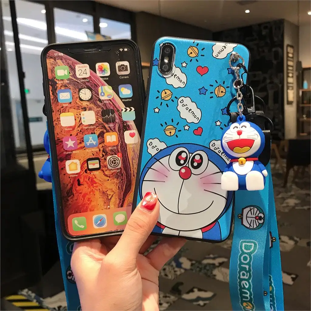 Чехол для iPhone 12 11 Pro Xs Max XR 6 7 8Plus чехол с надписью Love Doraemon из ТПУ мягкий подставка