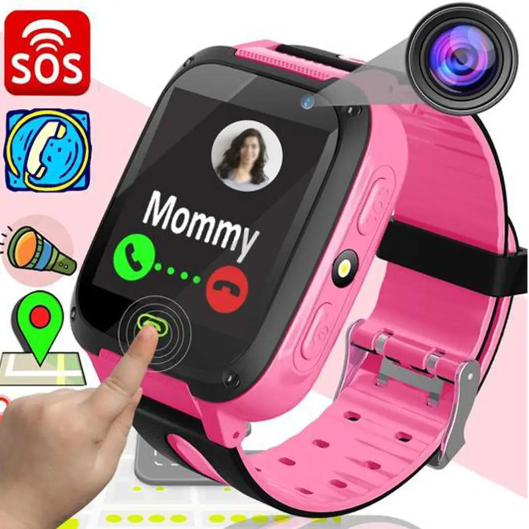

S4 Children Kids Smart Watch Sim Card Dial Smartwatch SOS Camera Waterproof LED Light Anti-Lost Child Positioning LBS Tracking