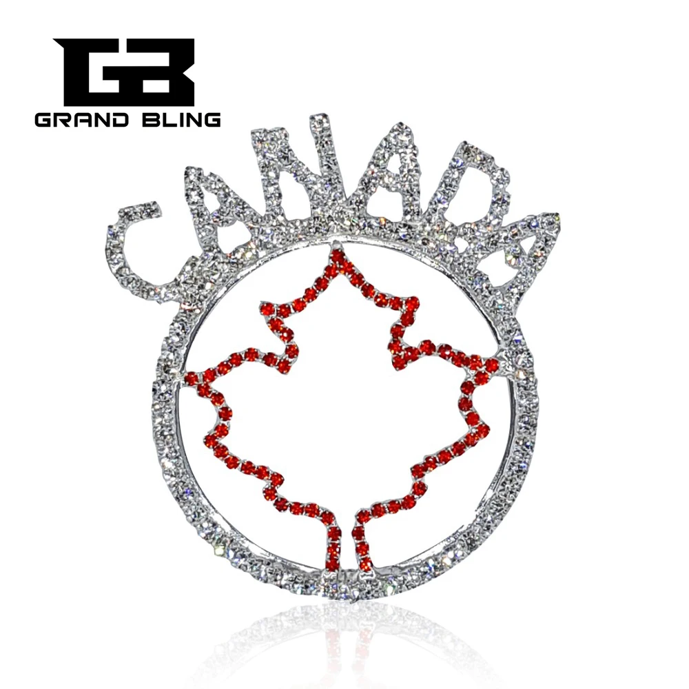

New Fashion Design Rhinestone "CANADA"Pins with Maple Leaf Hand-made Jewelry