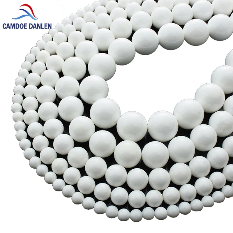 

Natural stone Round beads White porcelain Size 4/6/8/10/12MM Diy Handmade Charms Bracelet & Bangles Necklace Jewelry Making