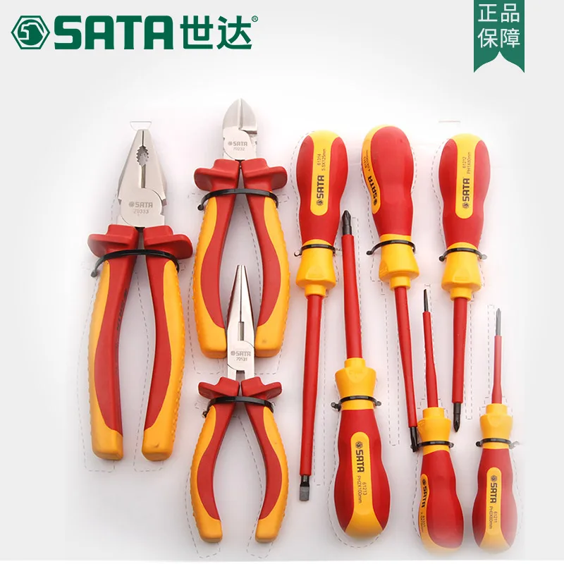 

SATA 9pcs cross VDE insulated pressure screw pliers, labor-saving package tool 09262