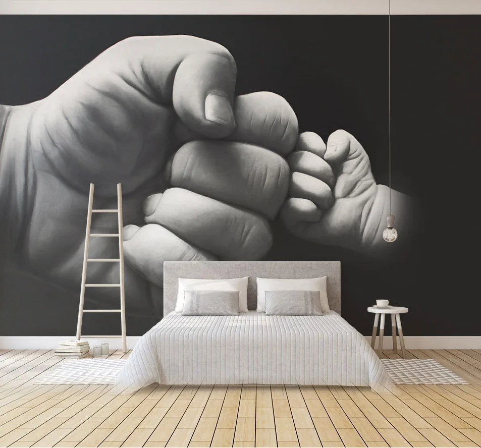 

5D/8D Creative Painting Black white Fist 3d Wallpaper Murals for Walls TV Background Bedroom 3d Wall Mural 3d Wall paper