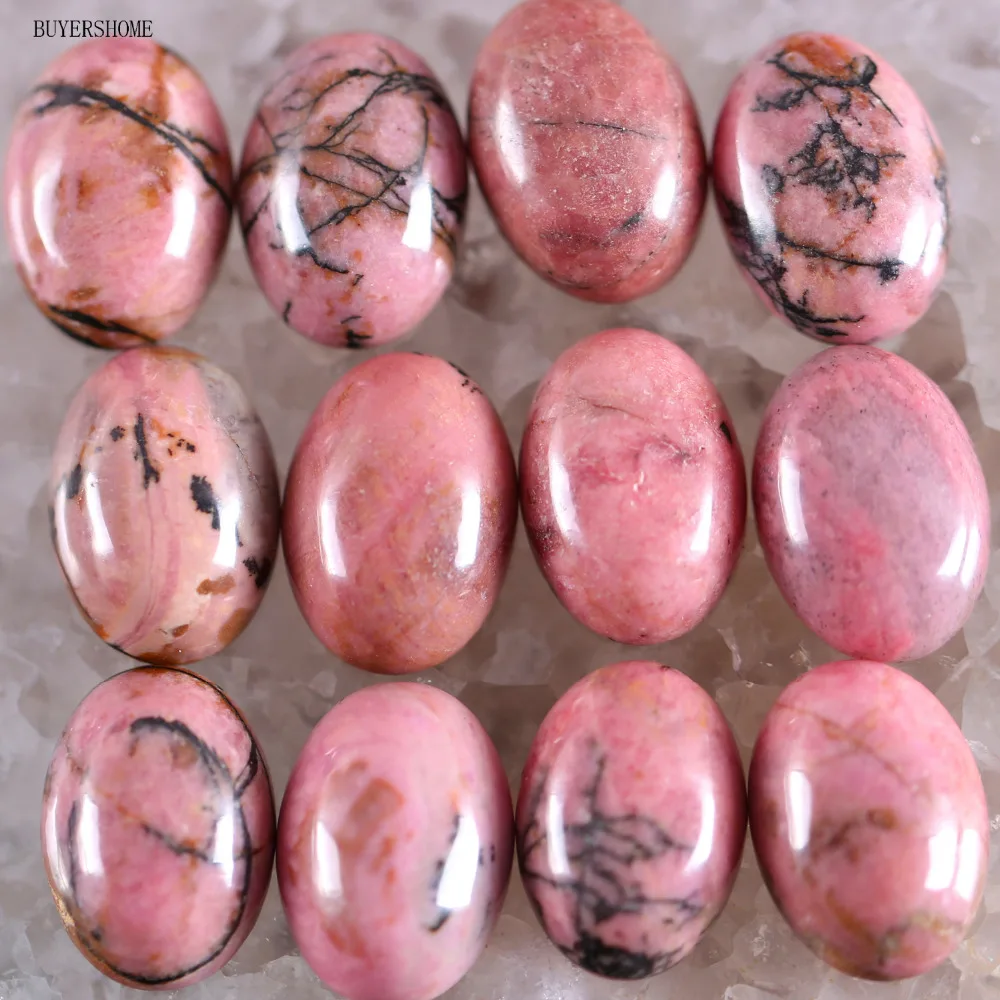 

BUYERSHOME 10Pcs 13x18MM Natural Stone Pink Rhodonite No Drilled Hole Oval Cabochon CAB Bead For DIY Jewelry Making Ring K1613