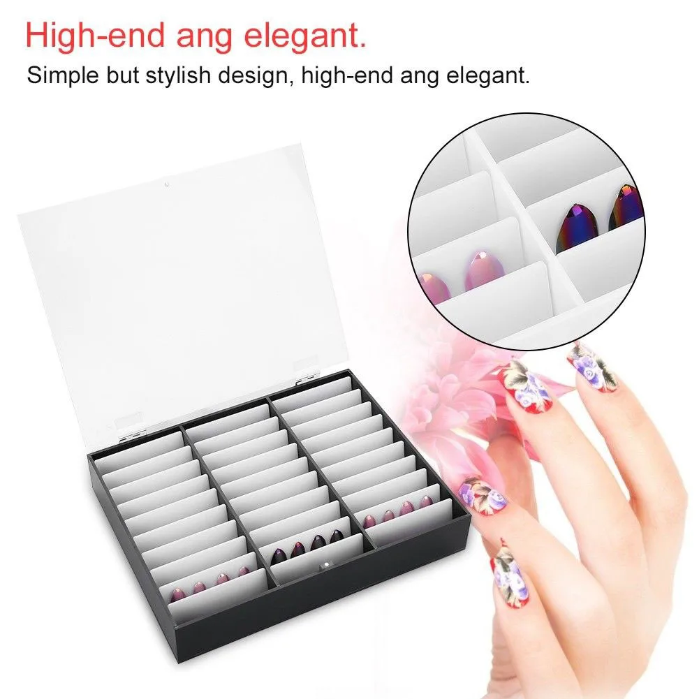 

30 Grids Makeup Manicure Container Display Case Storage Box Organizer Rhinestones Bead Adjustable Acrylic Nail Decorations