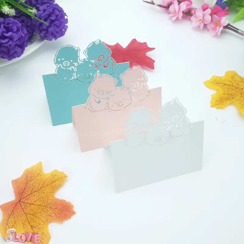 

100pcs Laser Cut Flower Decoupage Laser Cut Heart Shape Place Cards KAWAYE Wedding Name Cards Wine Glass Wedding Event 5ZZ05