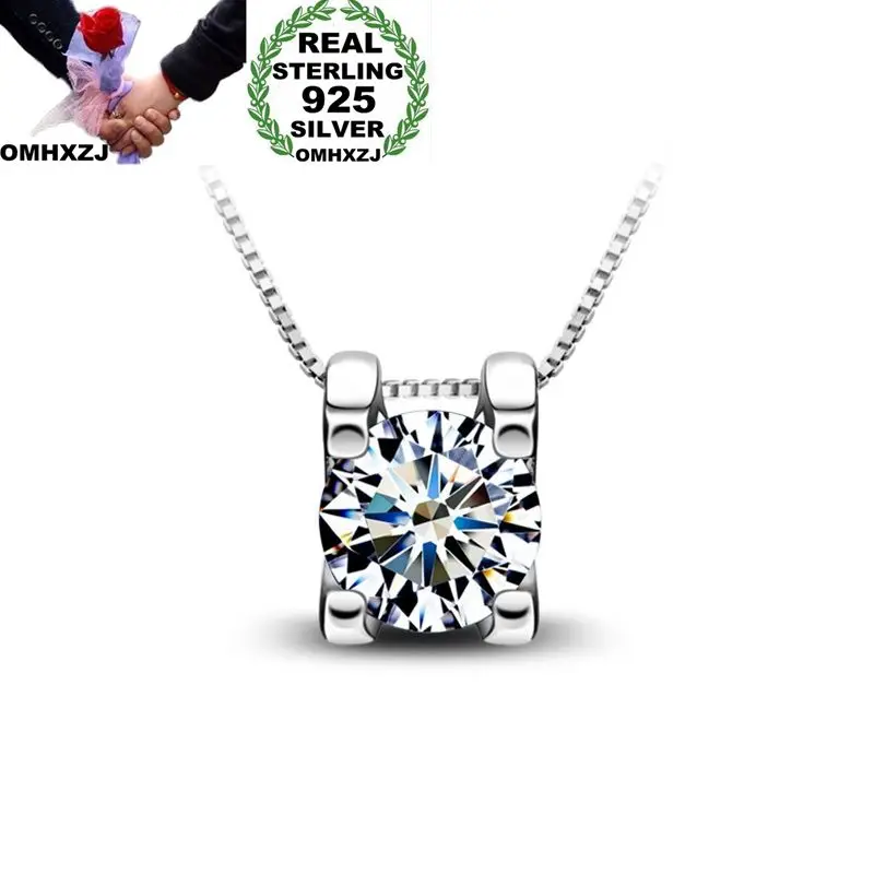 

OMHXZJ Wholesale Personality Fashion OL Woman Girl Party Wedding Gift White Square AAA Zircon 18KT White Gold Pendant Charm CH30