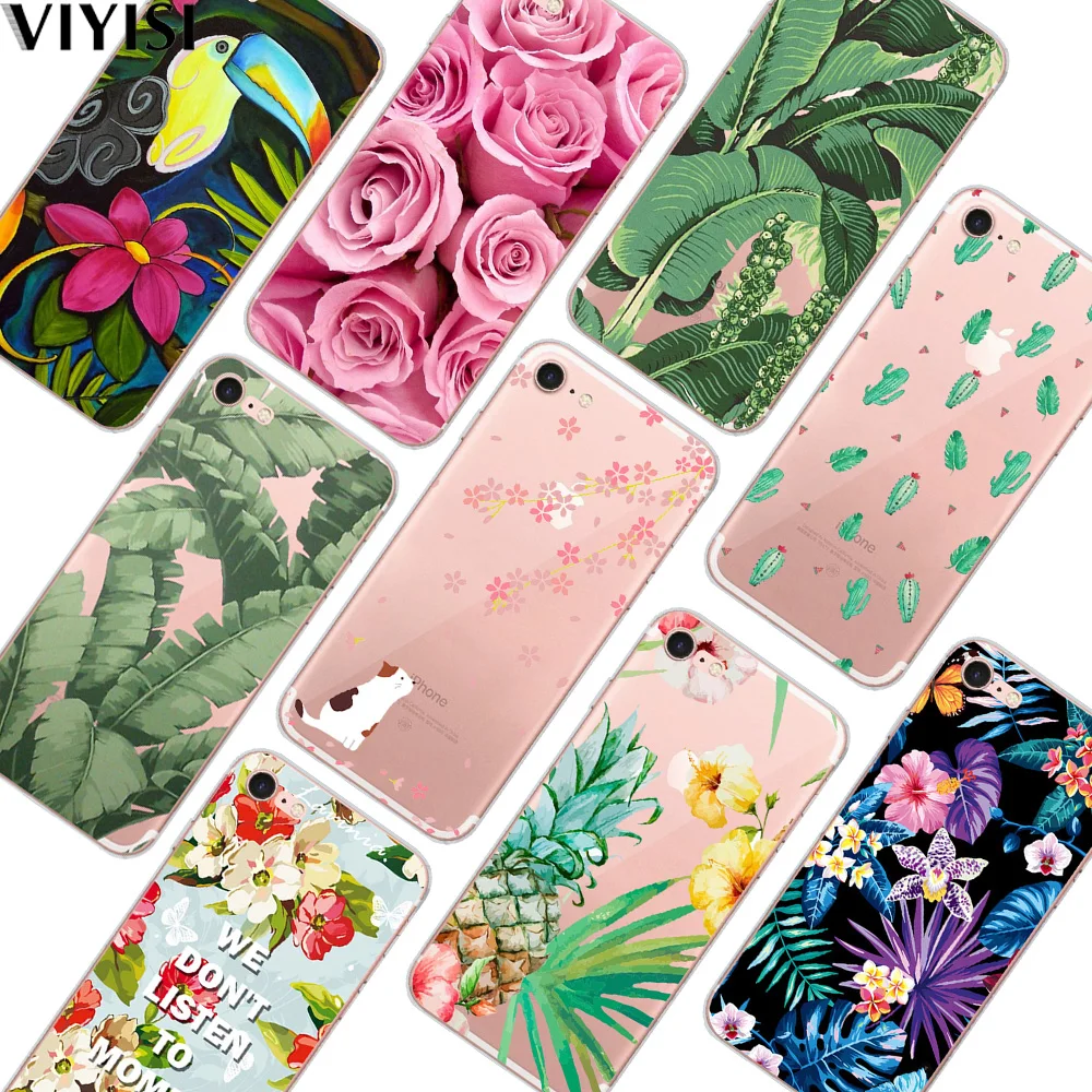 

VIYISI For Apple iPhone X XS MAX XR IPhone 7 case 8 6 6S Plus Cover 5 5S SE Flower Green Leaf Fundas Etui Back Coque Capinha