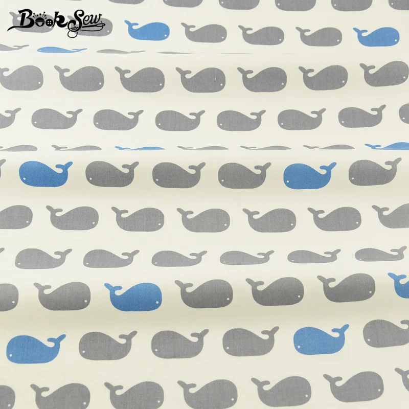 

Booksew 100% Cotton Twill Fabric Little Whales Pattern Curtains Pillows Quilting Clothing Art Work Patchwork Bedding Set