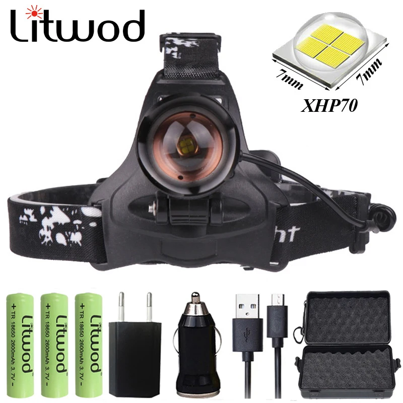 Cena Z20 Litwod 2608 32 W chip XHP70 reflektor 32000lum potężny doprowadziły reflektor zoom głowica lampy latarka latarka latarka głowy światła