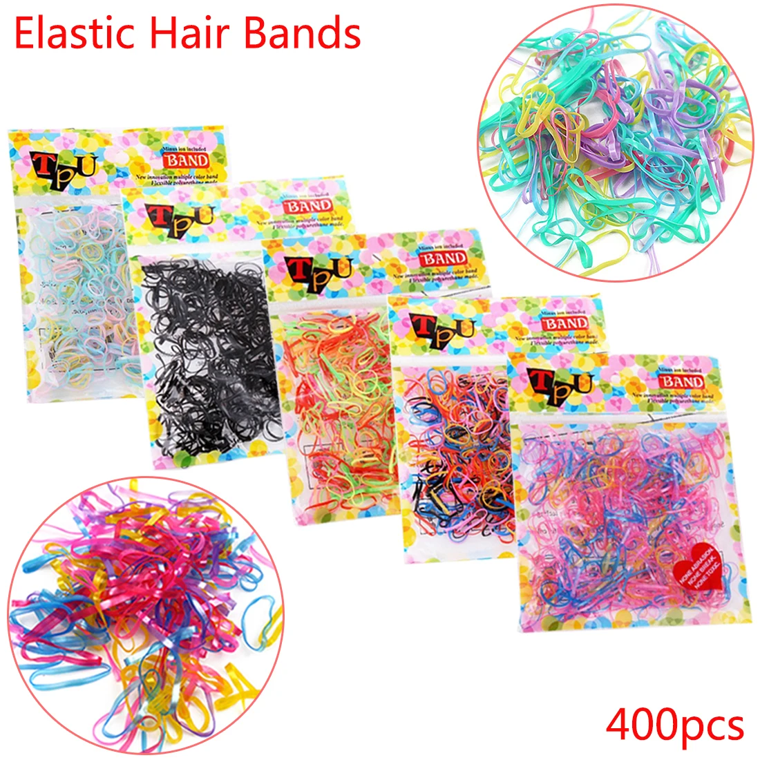 Buy Mini Elastics Hair Bands 400pcs/lot Mix Color Hair