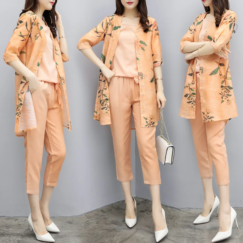 Fashion Printed Summer Costumes For Women Cotton Women's Summer Suit