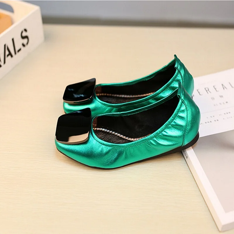 fashion style women leisure shoes brand Square toe Flat