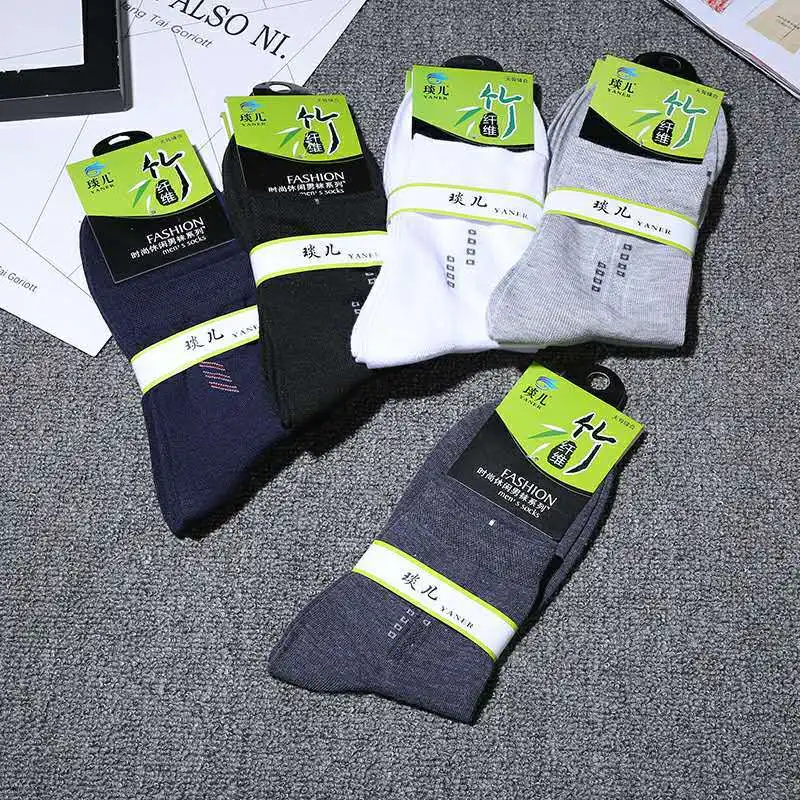 

10 Pair/ Lot Spring Summer Autumn Winter Mens Cotton Bamboo Fiber Socks Quality Business Casual Sweat Deodorant Middle Long Sock